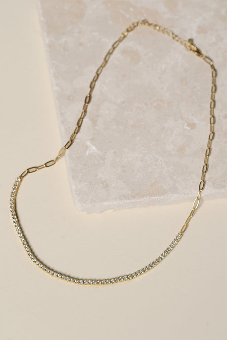 Elizabeth Pave Paperclip Necklace