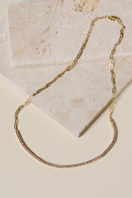 Elizabeth Pave Paperclip Necklace