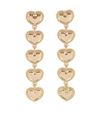 Golden Stella | 5 Heart Tiered Drop Earrings