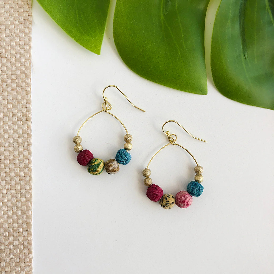 World Finds | Kantha Petite Gilded Hoops