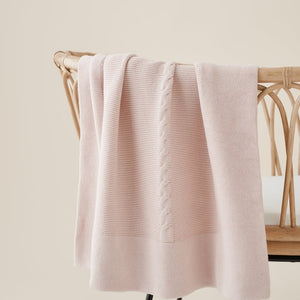 Cable Garter Knit Blanket - Pink