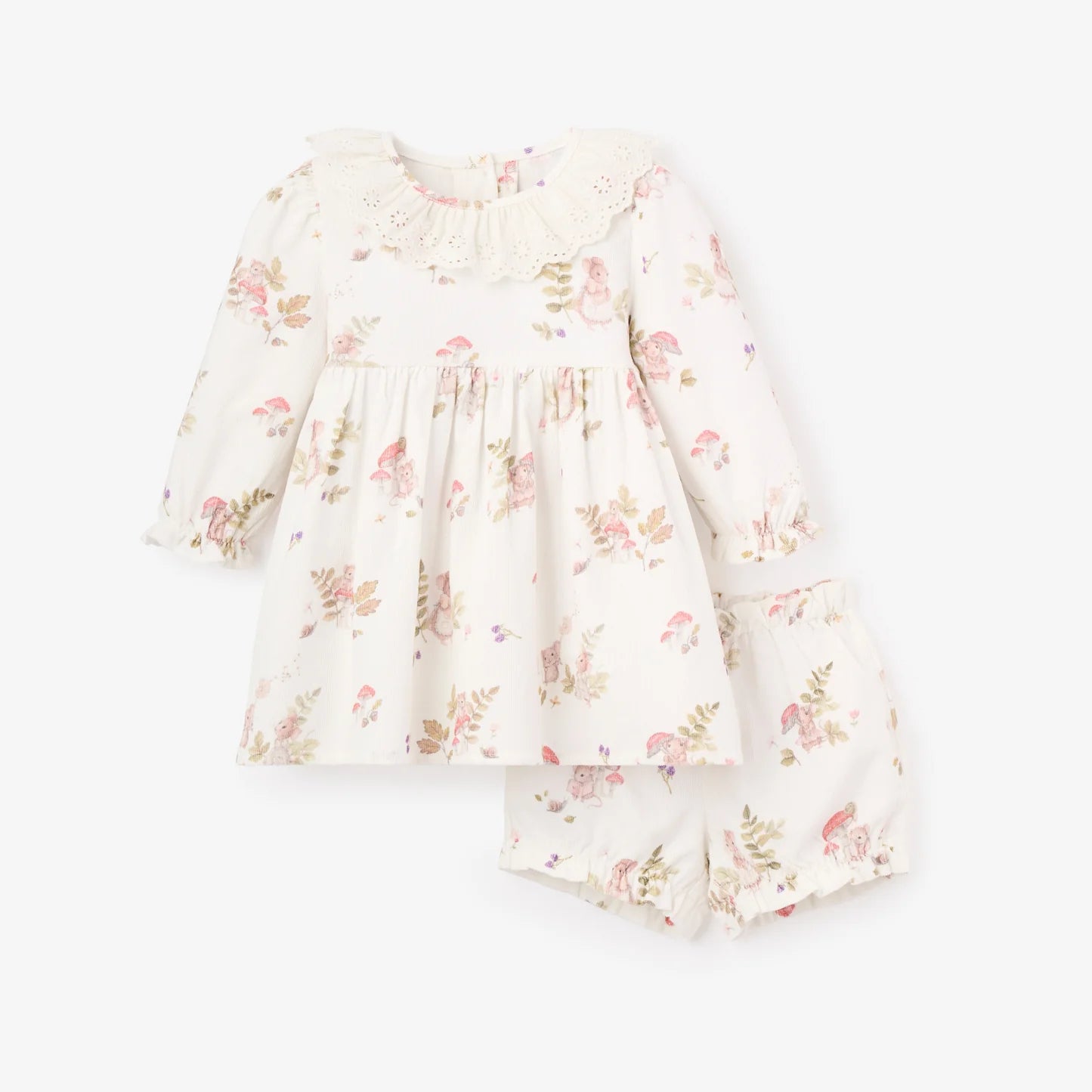 Elegant Baby | Magical Mouse Pin Cord Dress w/ Ruffle Lace Collar