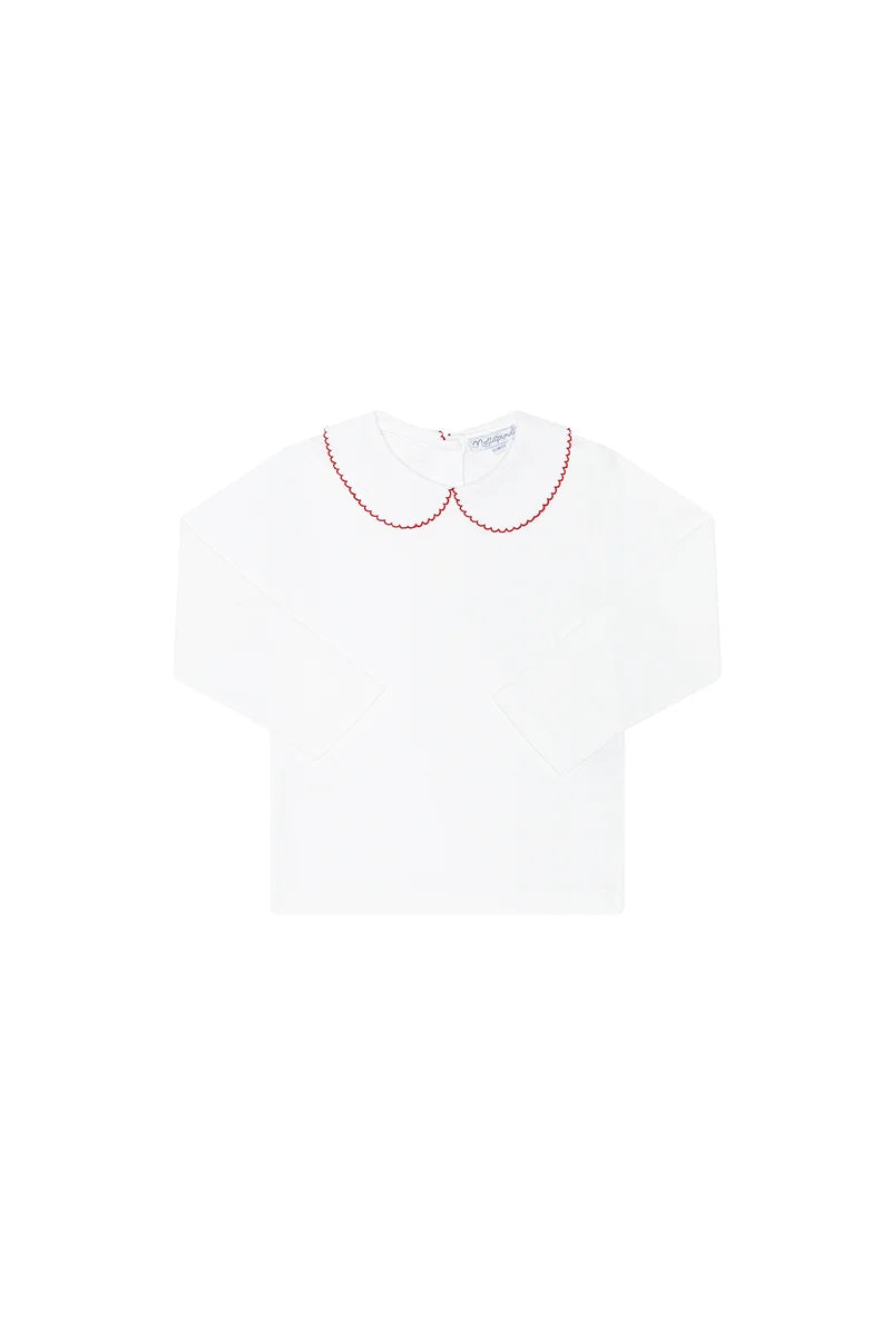 Elise Peter Pan Collar Shirt -Red