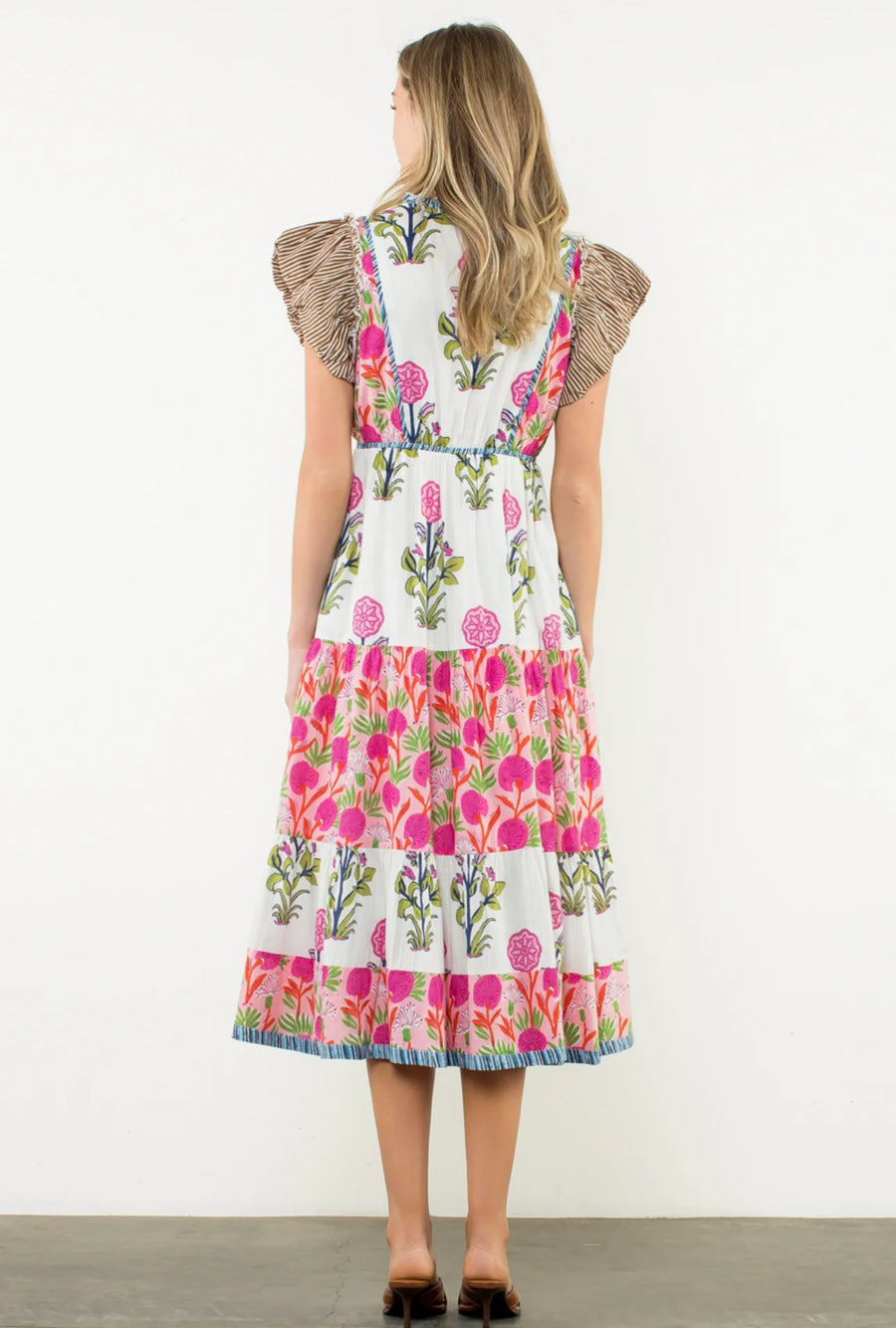 Flutter Sleeve Floral Maxi Dress