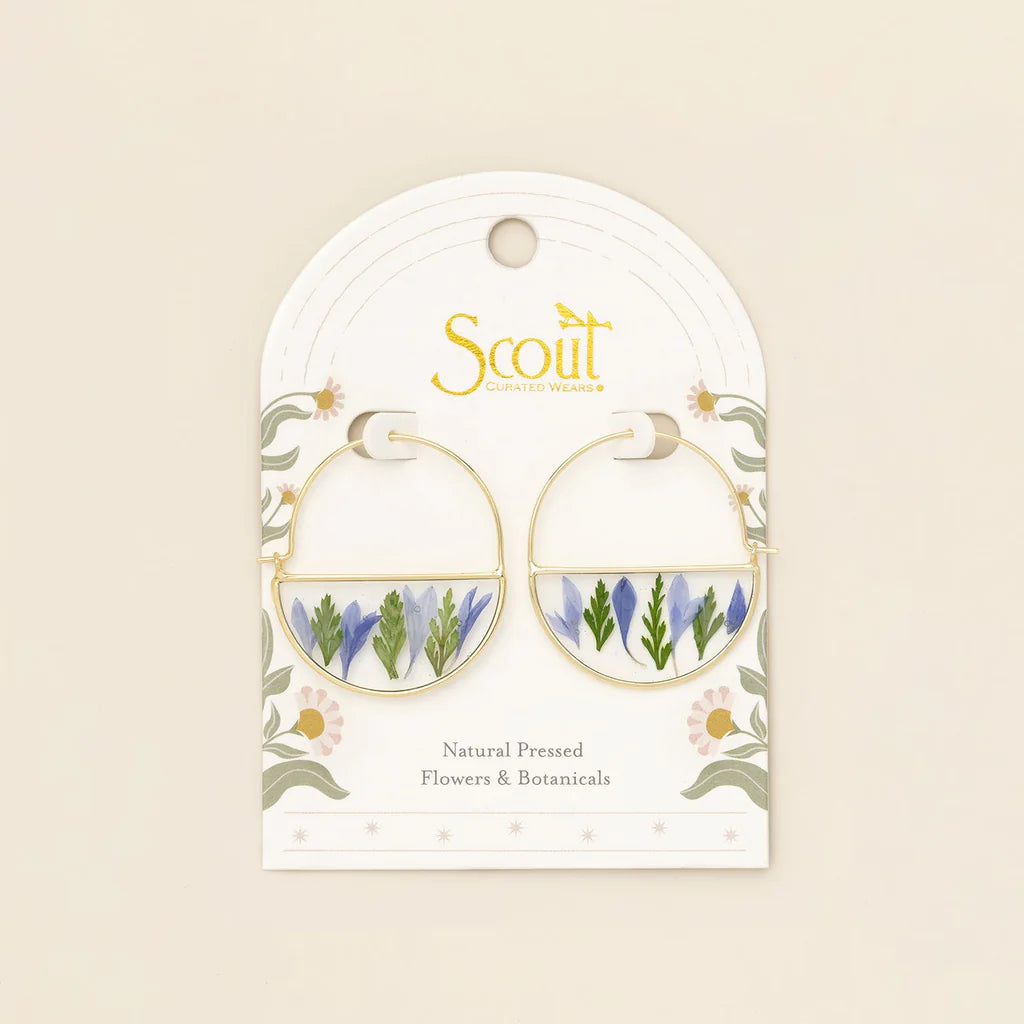 Pressed Flower Hoop Earring