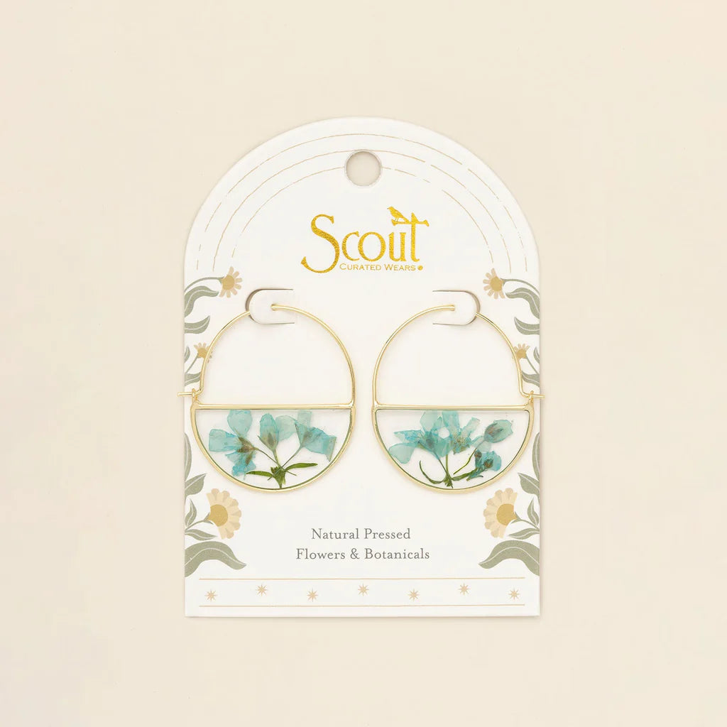Pressed Flower Hoop Earring