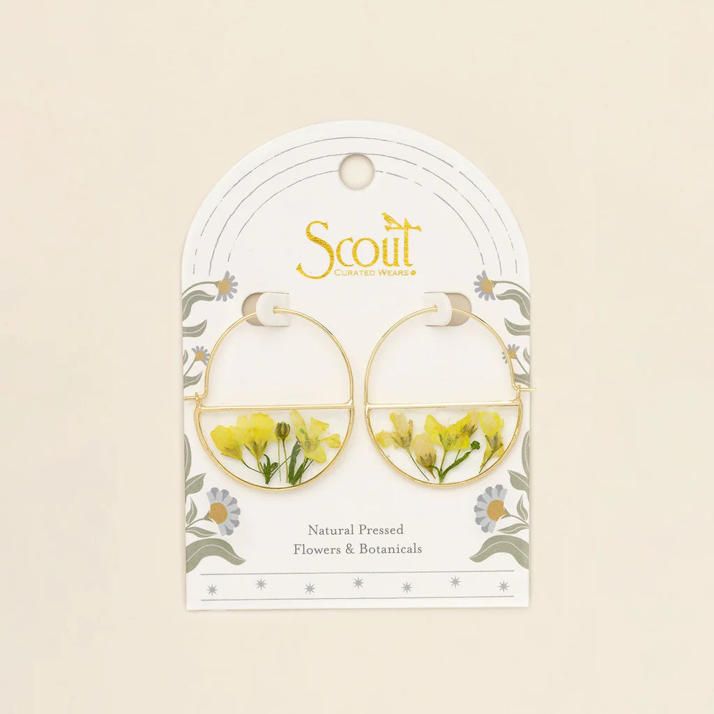 Pressed Flower Hoop Earring