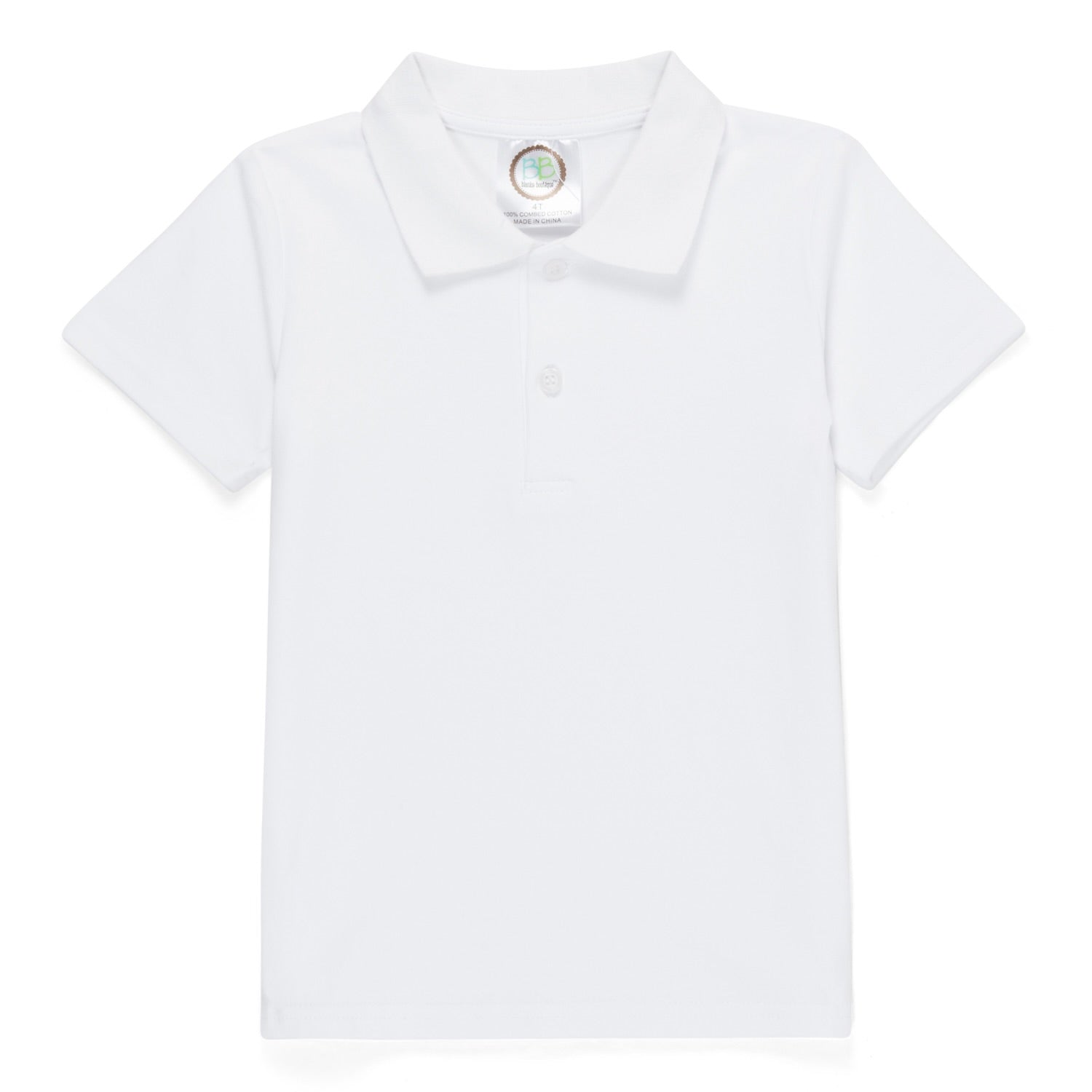 Boy's White Short Sleeve Polo Collared Shirt
