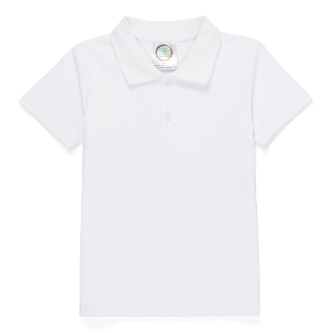 Boy's White Short Sleeve Polo Collared Shirt