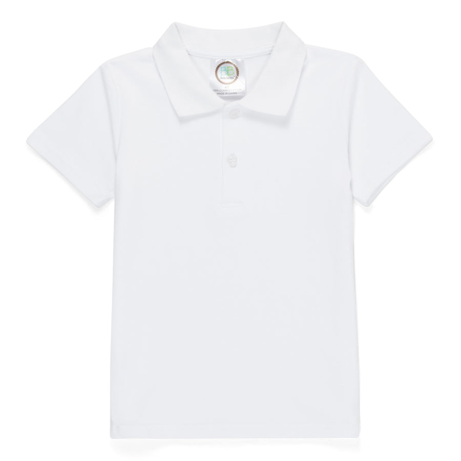Boy's White Short Sleeve Polo Collared Shirt