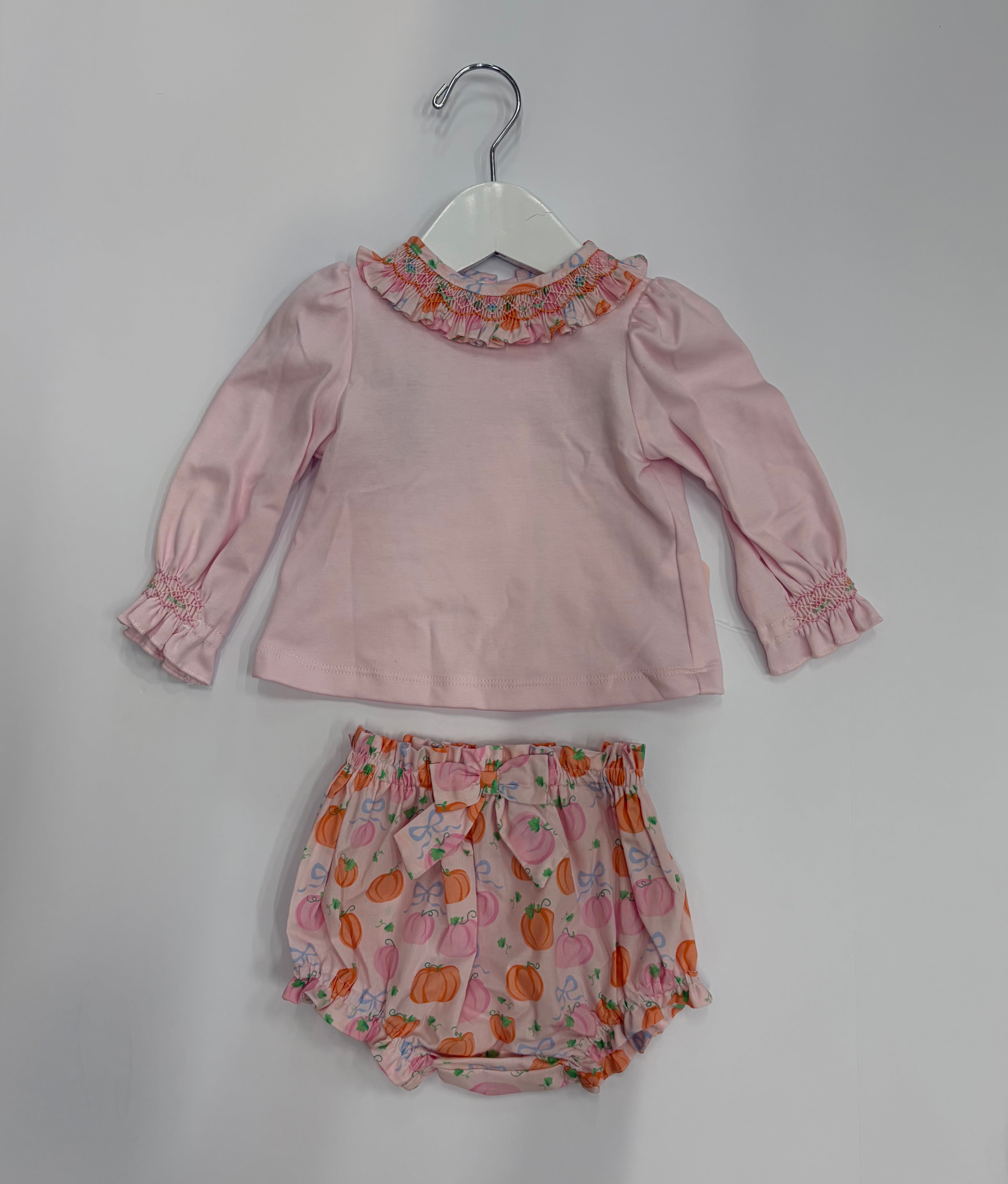 Pumpkin Bloomer Set with Smocked Collar