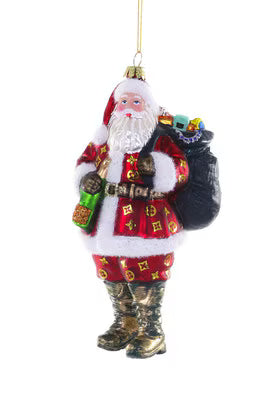 Luxe Santa Ornament - Red
