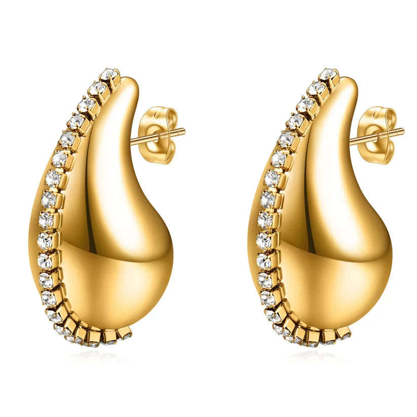 Coastal Grit | Gold Rhinestone Waterdrop Earring