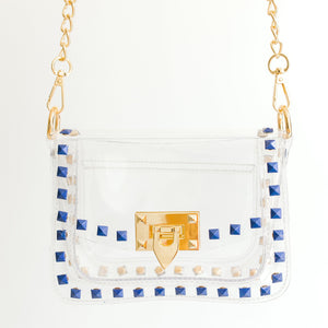 Clearly Handbags | Jackie Blue & Gold Stadium Bag