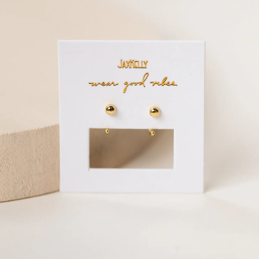 JAXKELLY || Gold Sphere Huggies