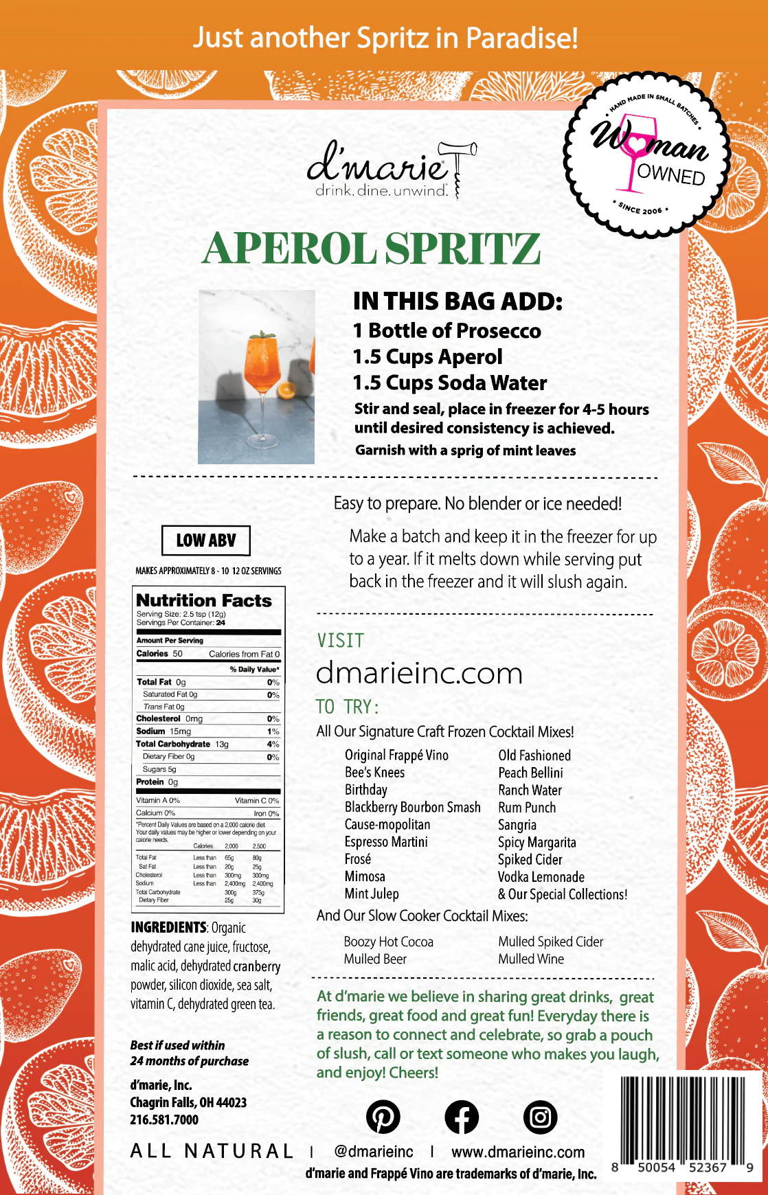 Aperol Spritz Ready to Freeze Drink Pouch