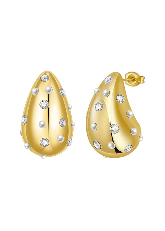 HJANE Jewels | Pearl + Pave Drop Studs