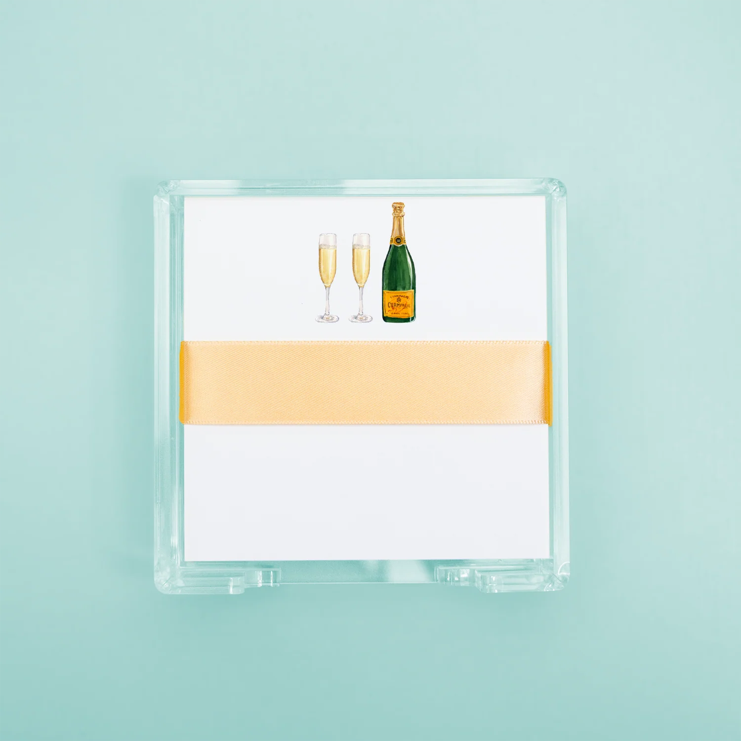 Square Desk Set - Champagne Bottle and Glasses