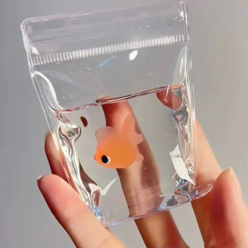Gold Fish in Bag Squish Key Chain