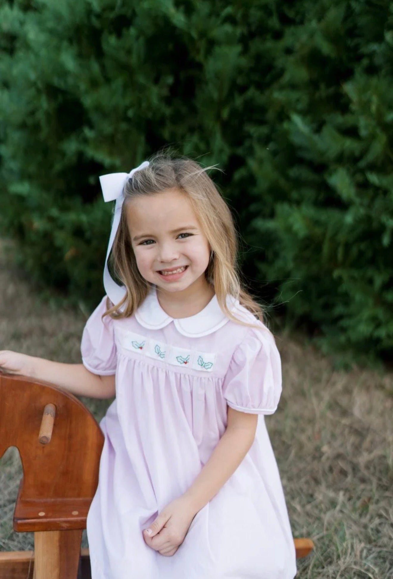 Ruth Ribbon Dress - Baby Pink Minigingham