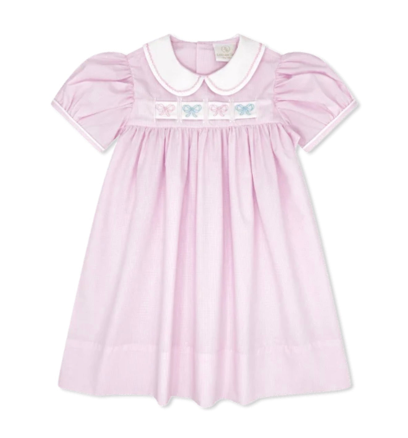 Ruth Ribbon Dress - Baby Pink Minigingham