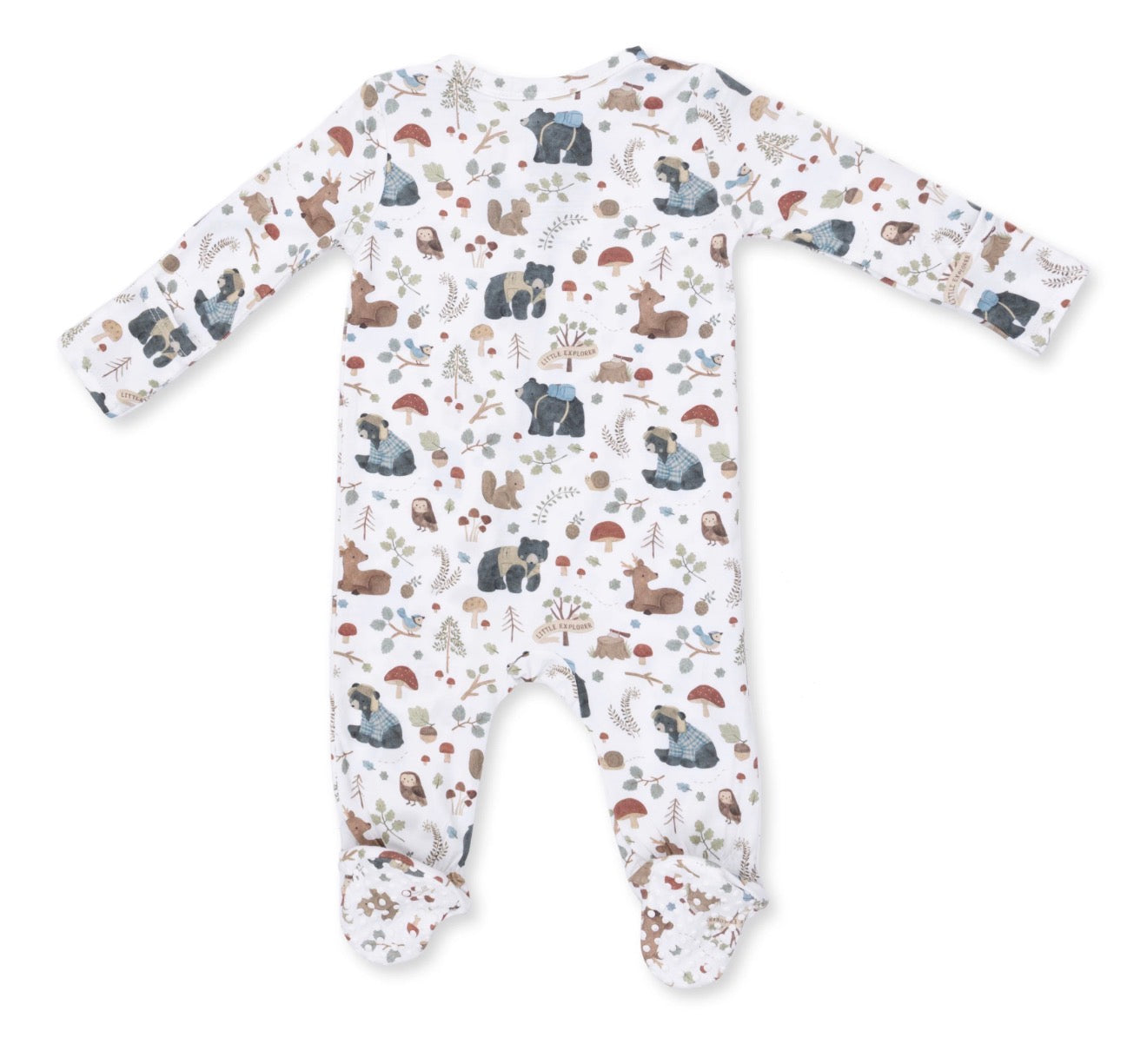 Southern Woodland Animals Green 2 Way Zipper Footie