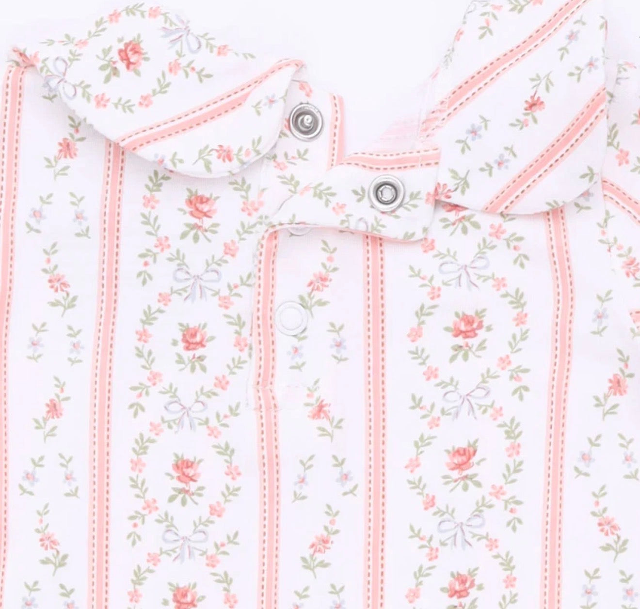 Marnie Rosebud Stripe Smocked Peter Pan Snap Footie