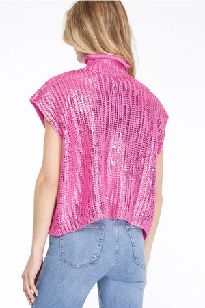 Frances Pink Metallic Short Sleeve Sweater