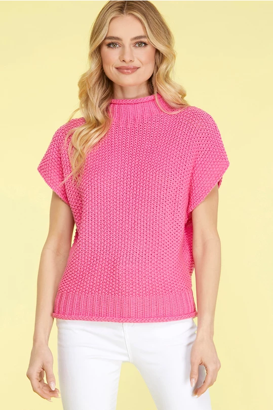 Laurel Pink Short Drop Shoulder Sweater