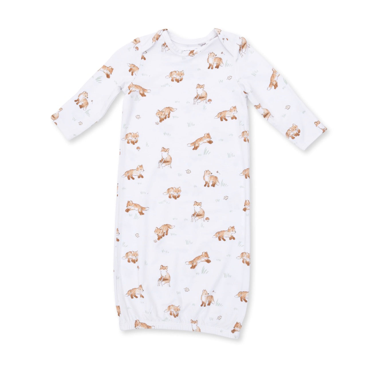 Little Explorer Fox- Lap Shoulder Knotted Gown & Knotted Hat Set
