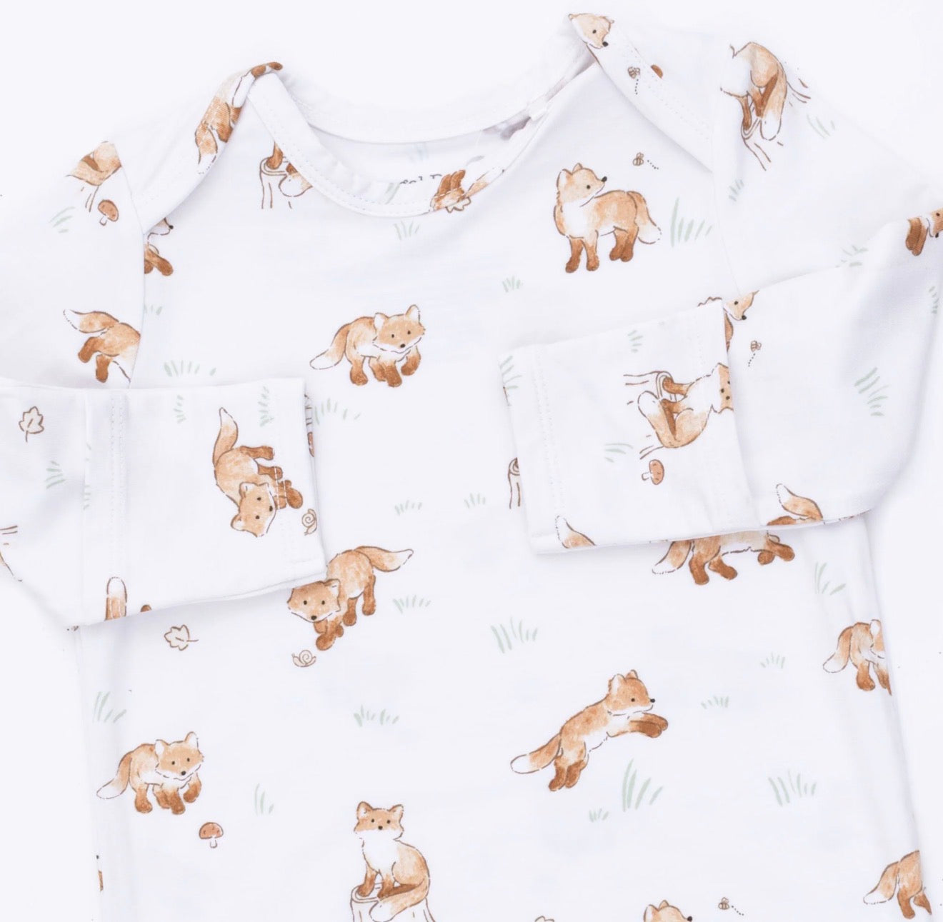 Little Explorer Fox- Lap Shoulder Knotted Gown & Knotted Hat Set