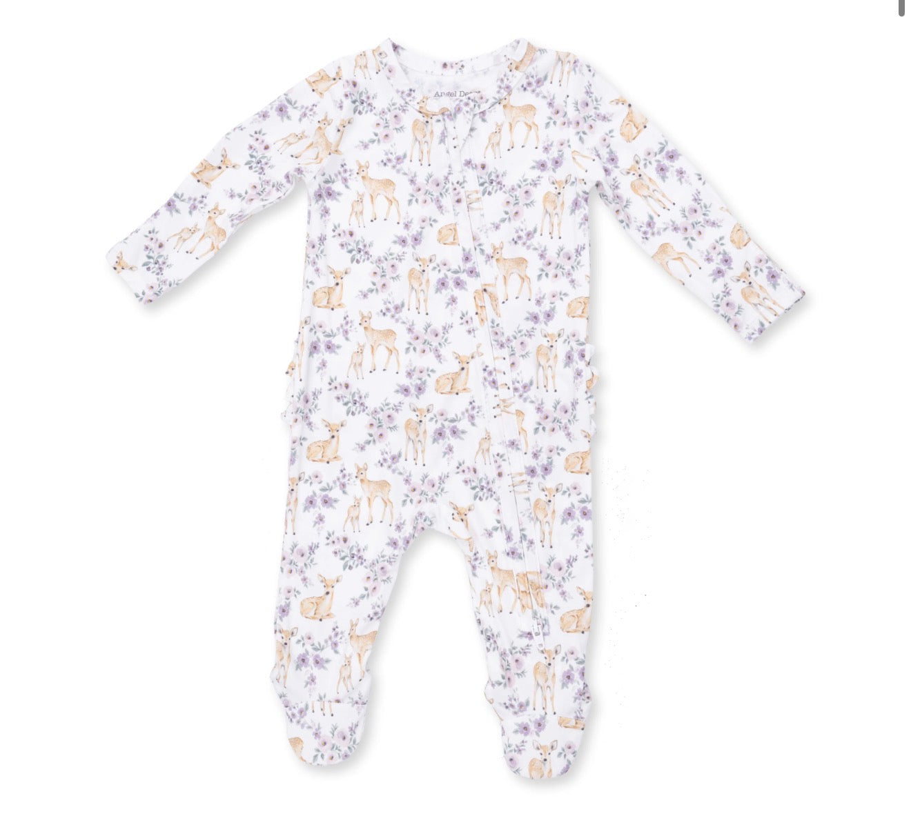 Floral Deer 2 Way Ruffle Back Zipper Footie