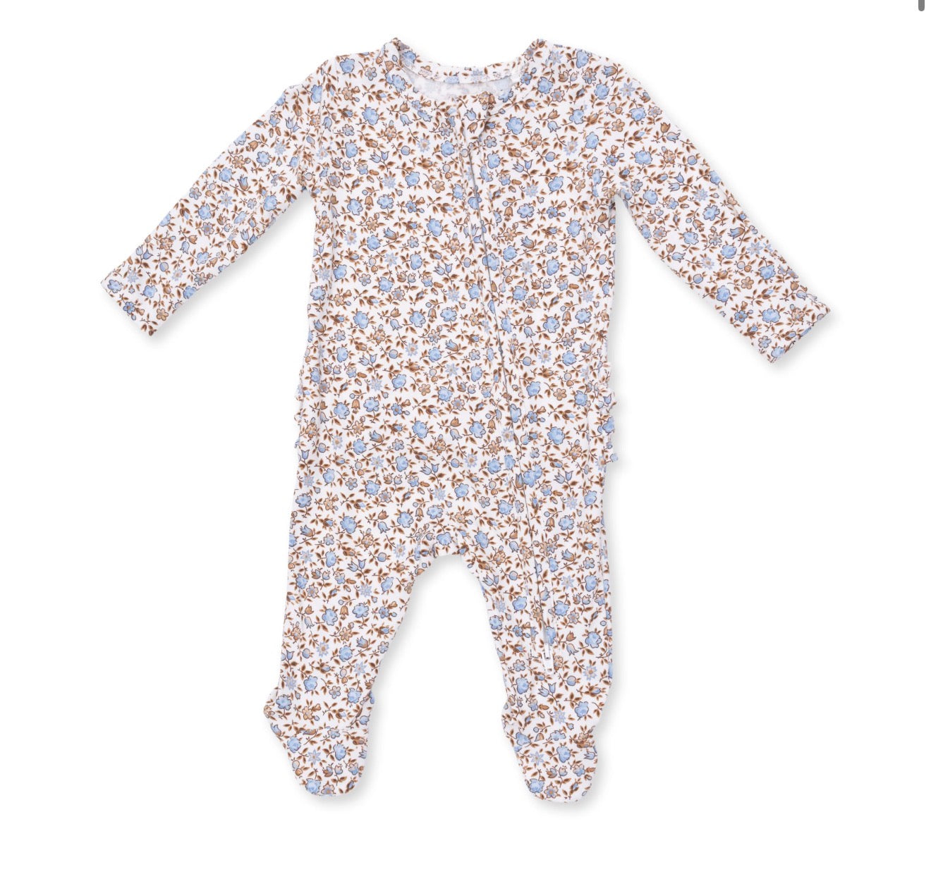 Hazel Floral 2 Way Ruffle Back Zipper Footie