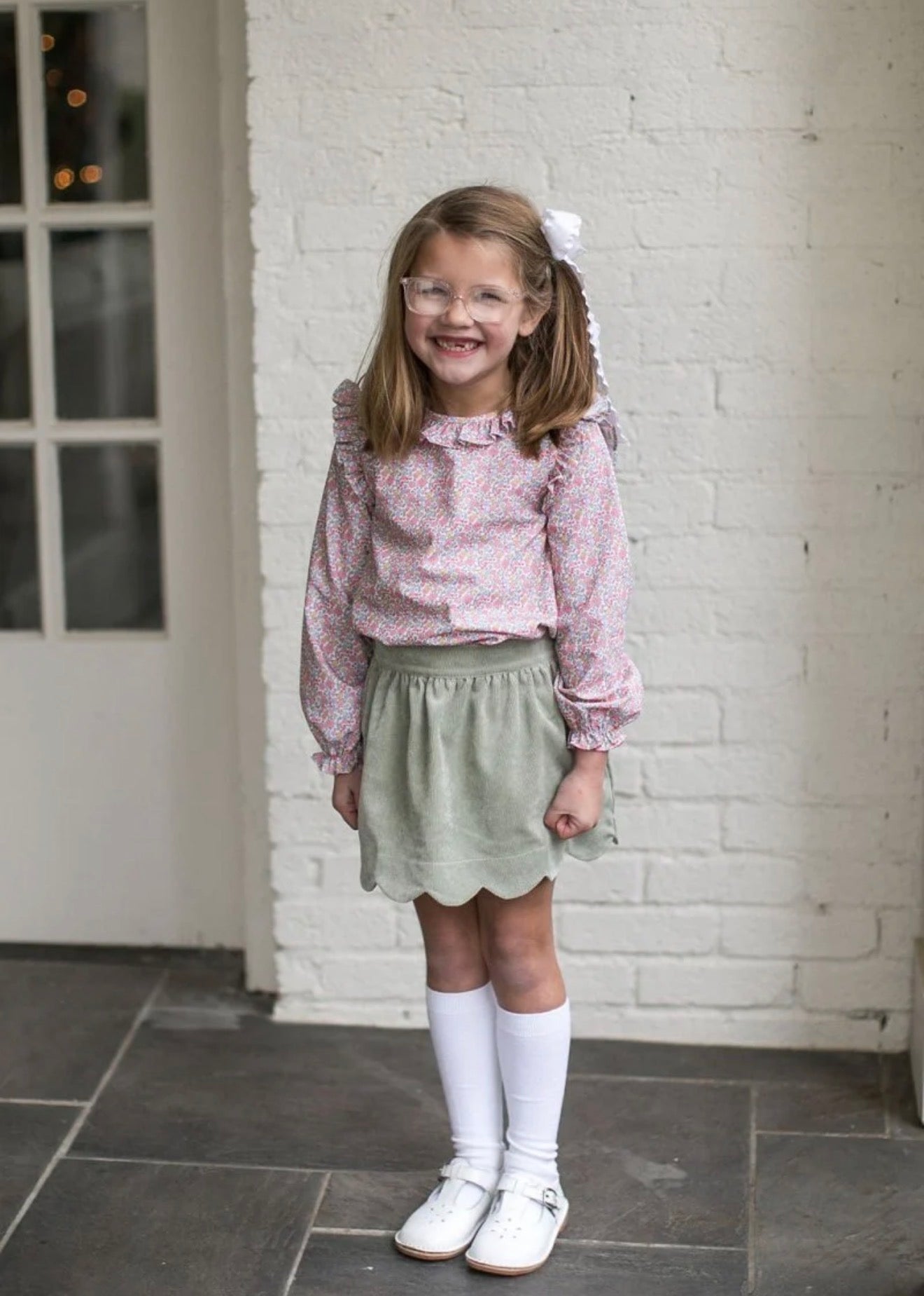 Susie Scallop Skirt - Sweetgrass Corduroy