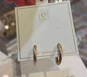 eNewton | 1.25" Round Gold Hoop Earrings - Textured Twist