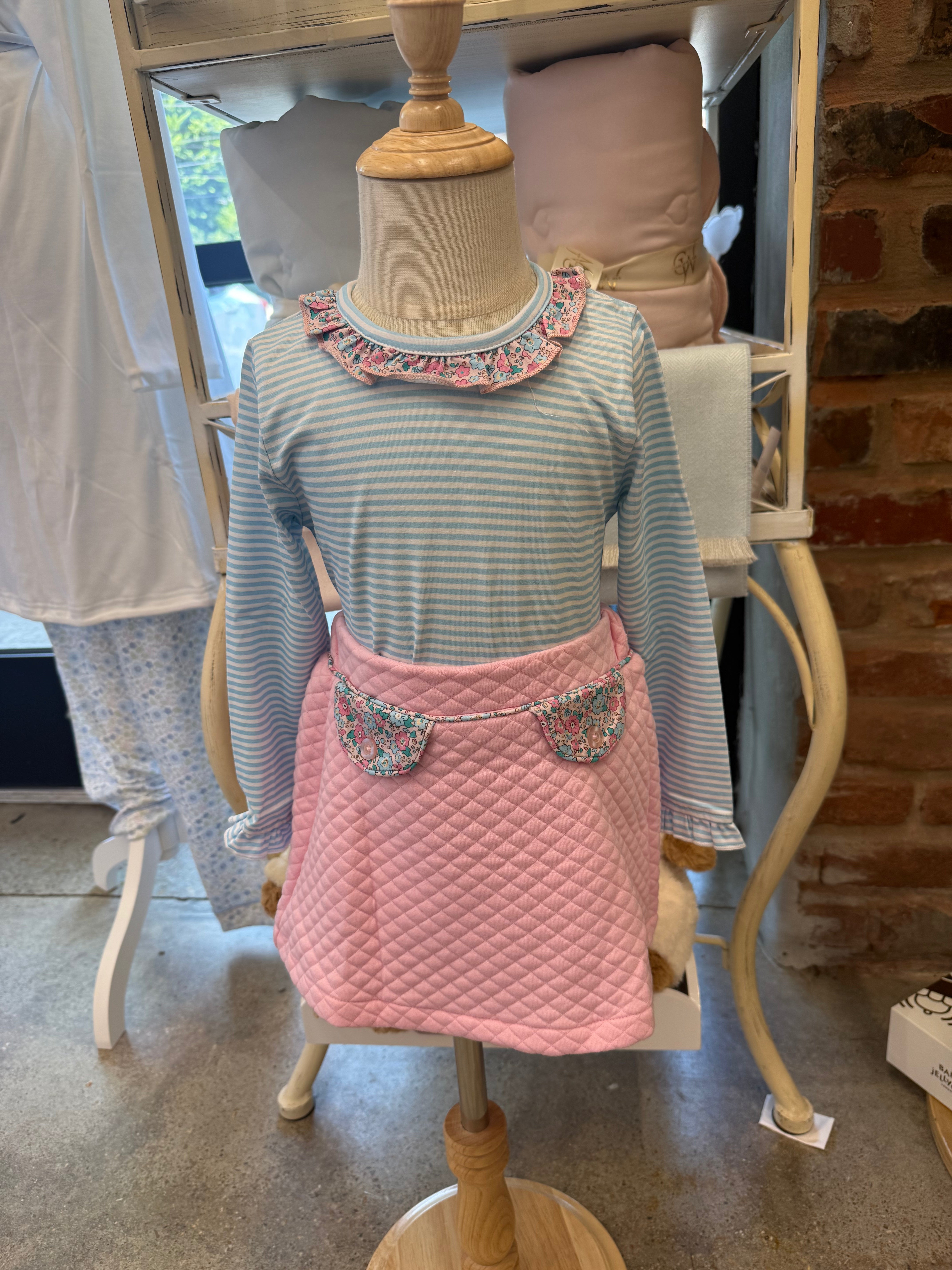 Blue Liberty Stripe Quilted Skort Set