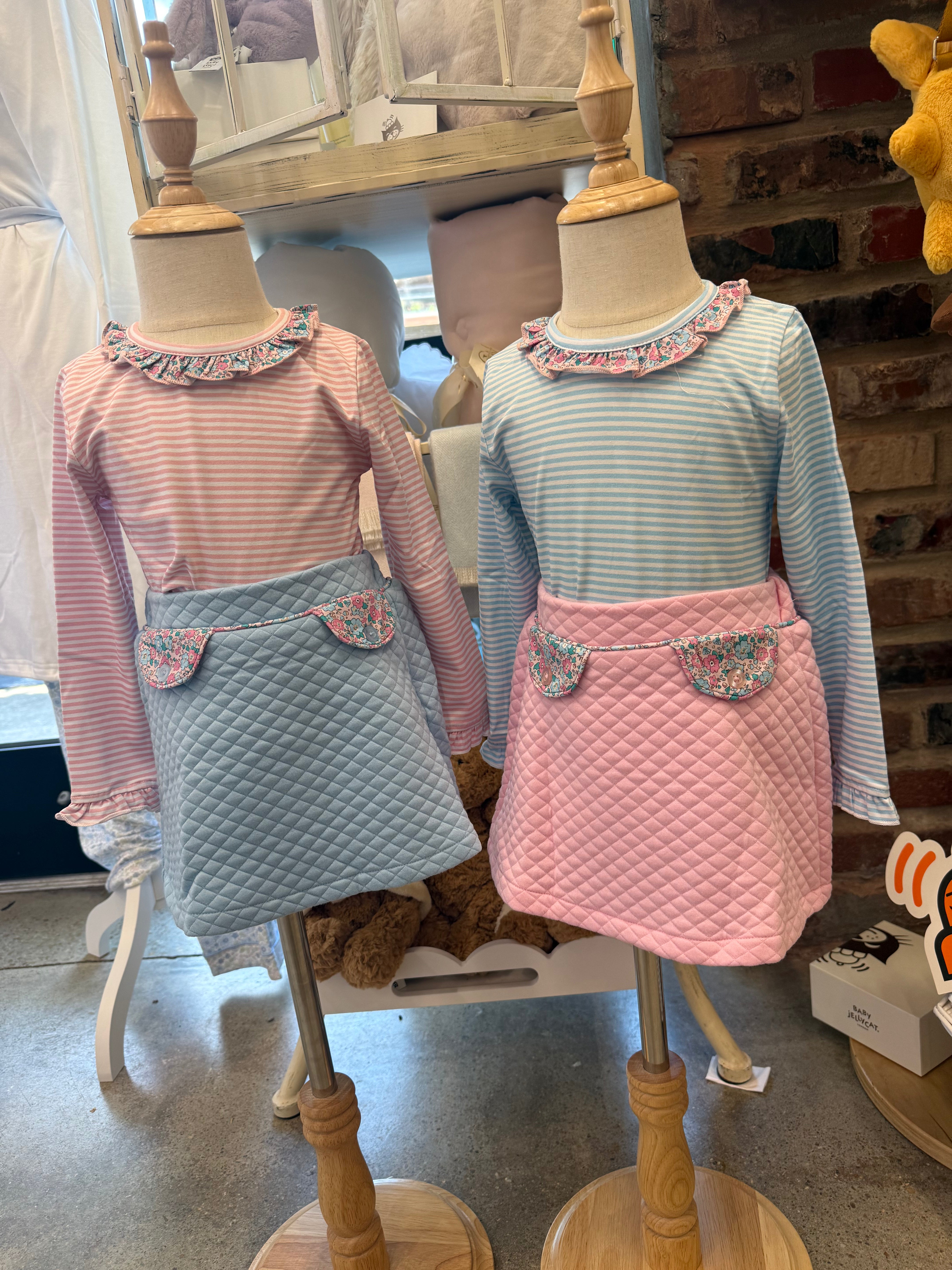 Blue Liberty Stripe Quilted Skort Set