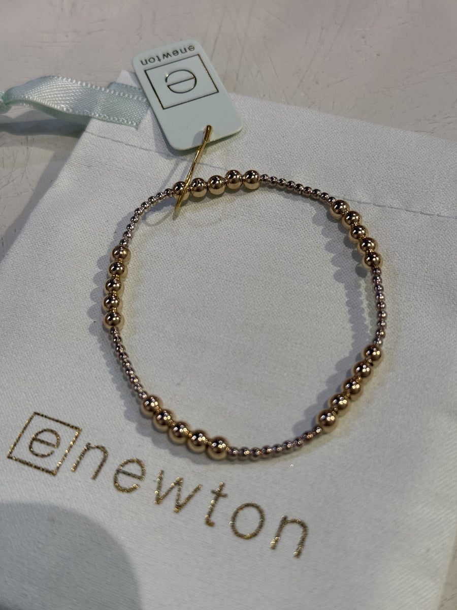 eNewton | Classic Blissful Pattern Mixed Metal Bracelet - 4mm