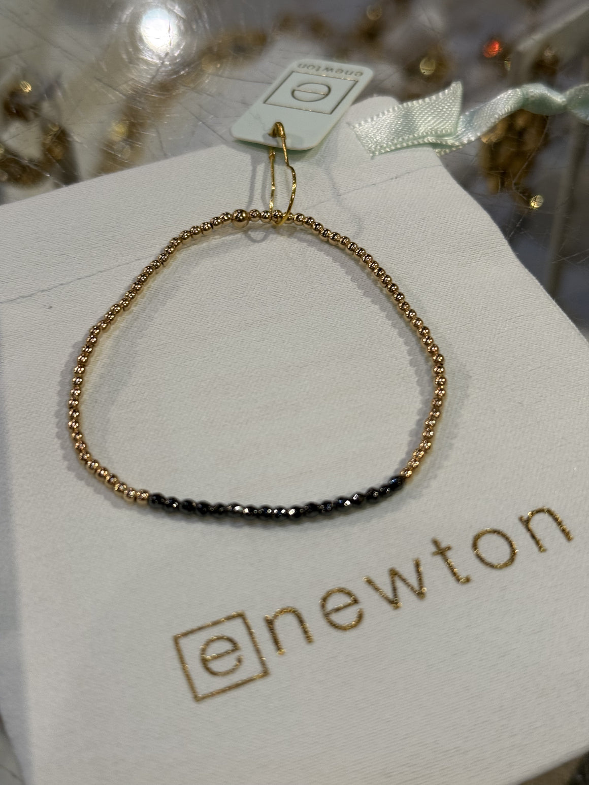 eNewton | Gold Bliss 2mm Bead Bracelet Faceted Hematite