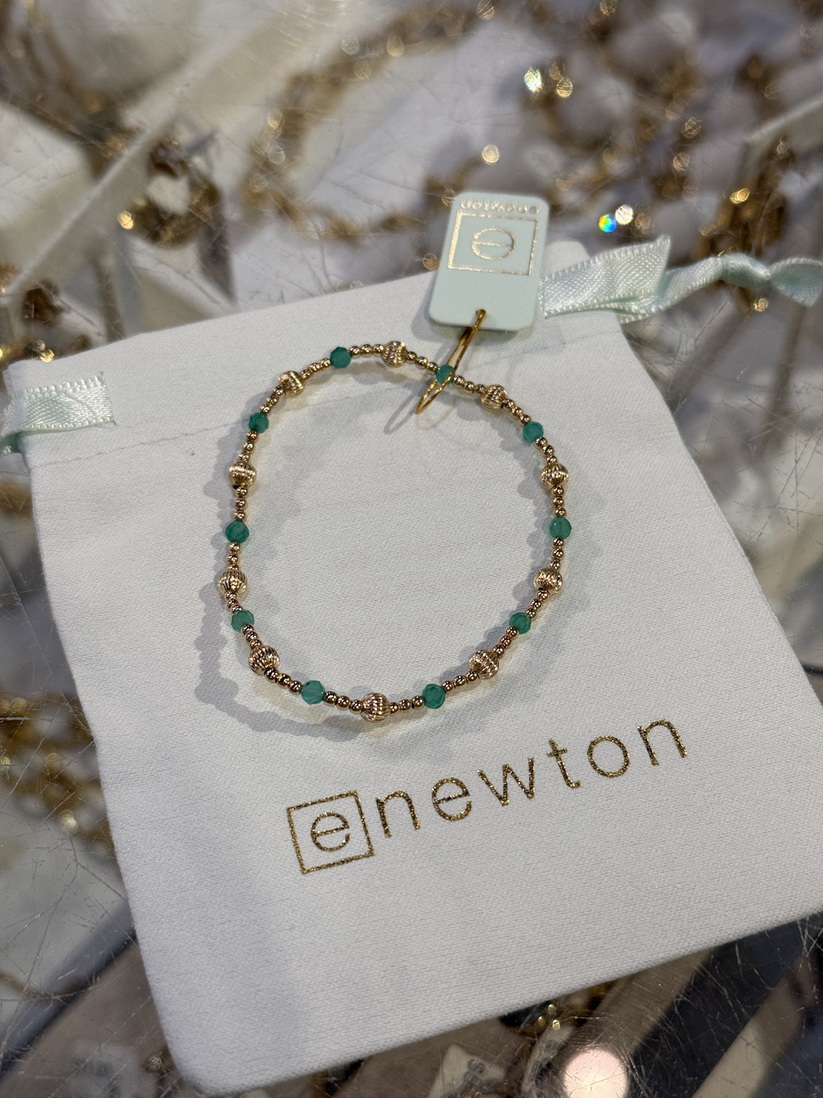 eNewton | Dignity Sincerity Pattern 4mm Bead Bracelet - Green Onyx