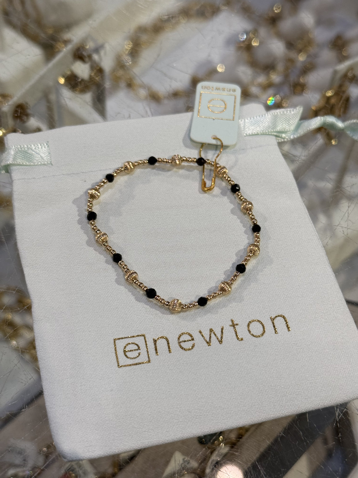 eNewton | Dignity Sincerity Pattern 4mm Bead Bracelet - Faceted Onyx