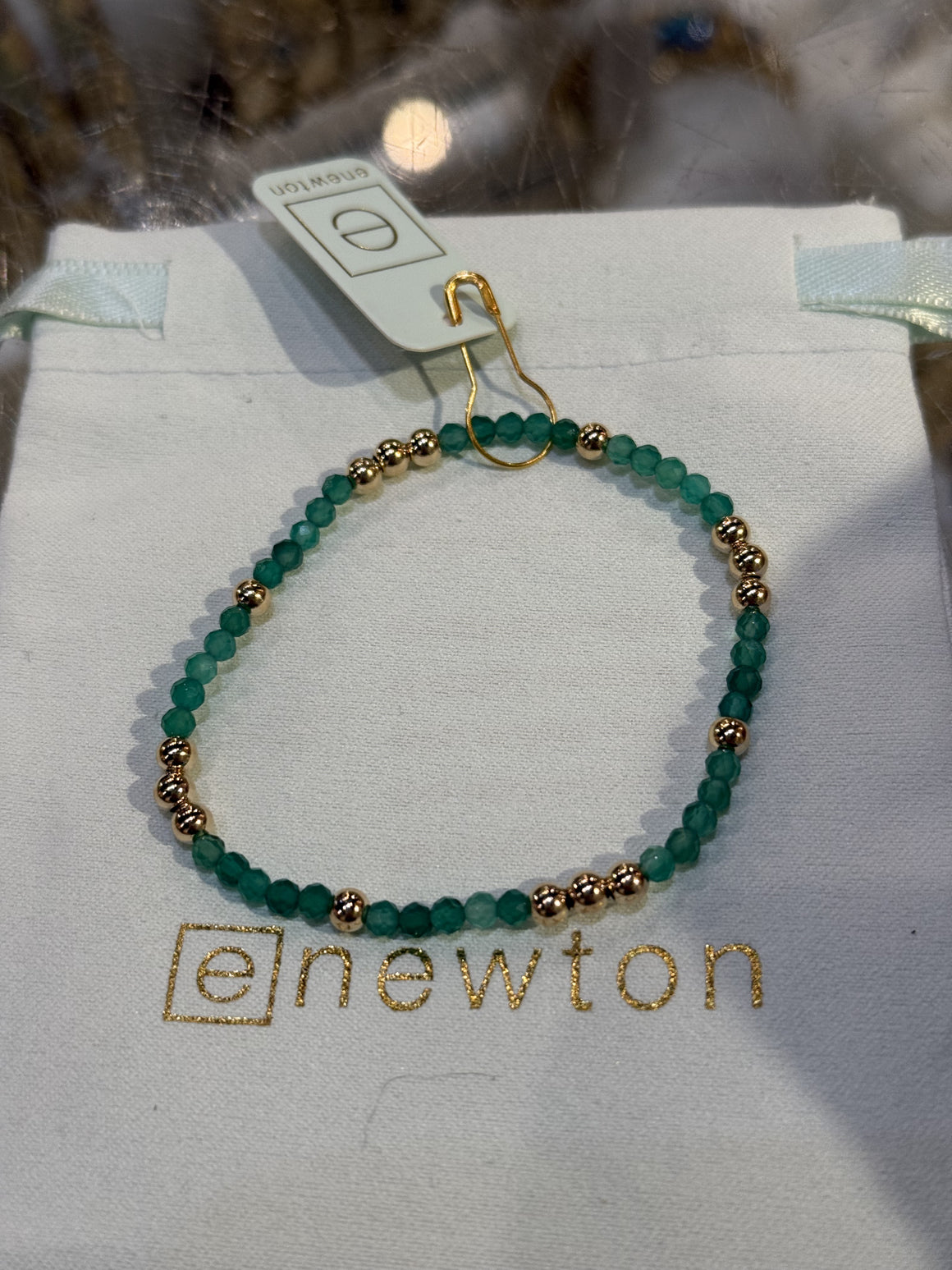 eNewton | Worthy Pattern 3mm Bead Bracelet - Green Onyx