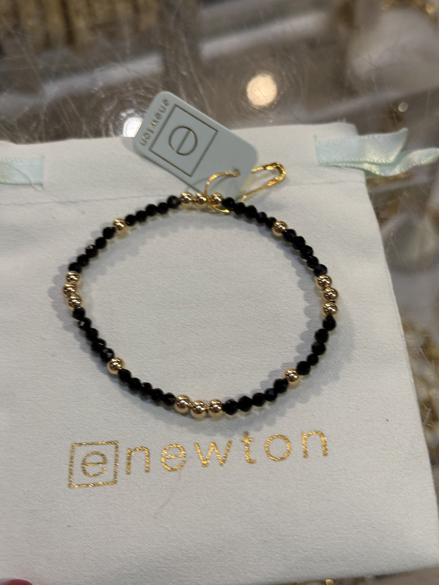 eNewton | Worthy Pattern 3mm Bead Bracelet - Faceted Onyx