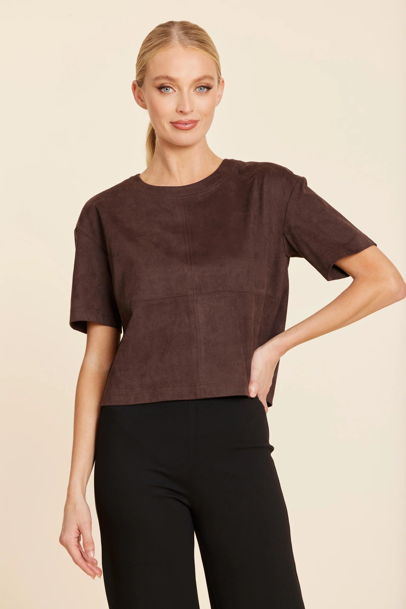 Riley Faux Suede Cropped Tee