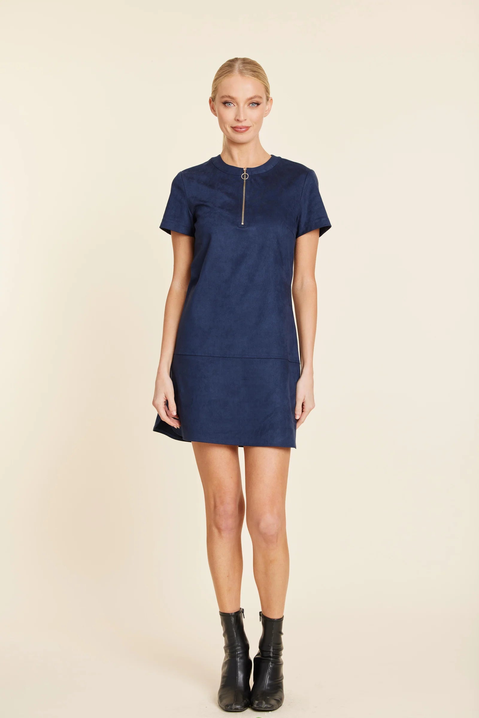 Mallory Navy Zip Up Dress