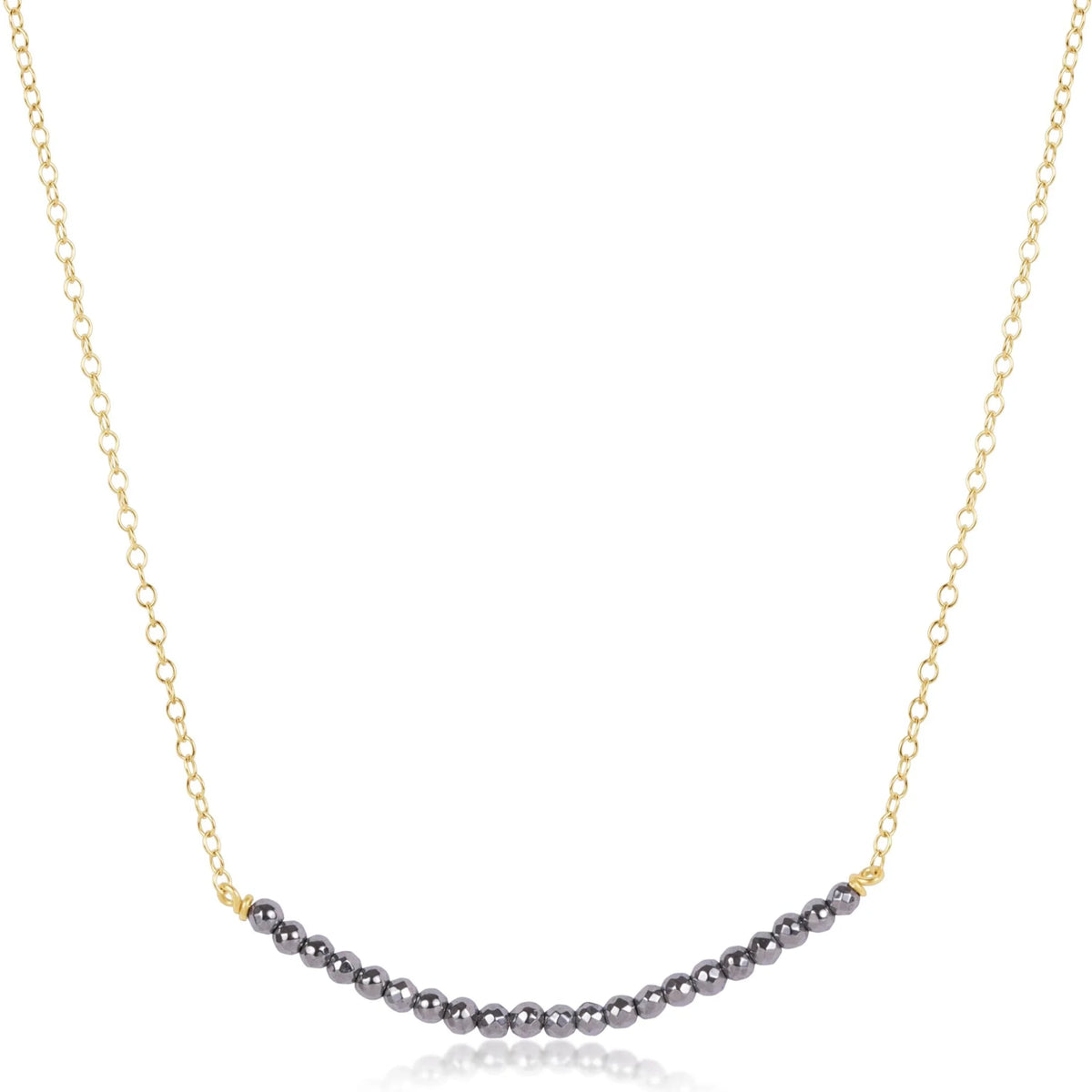 16" Beaded Bliss Silver Faceted Hematite Necklace