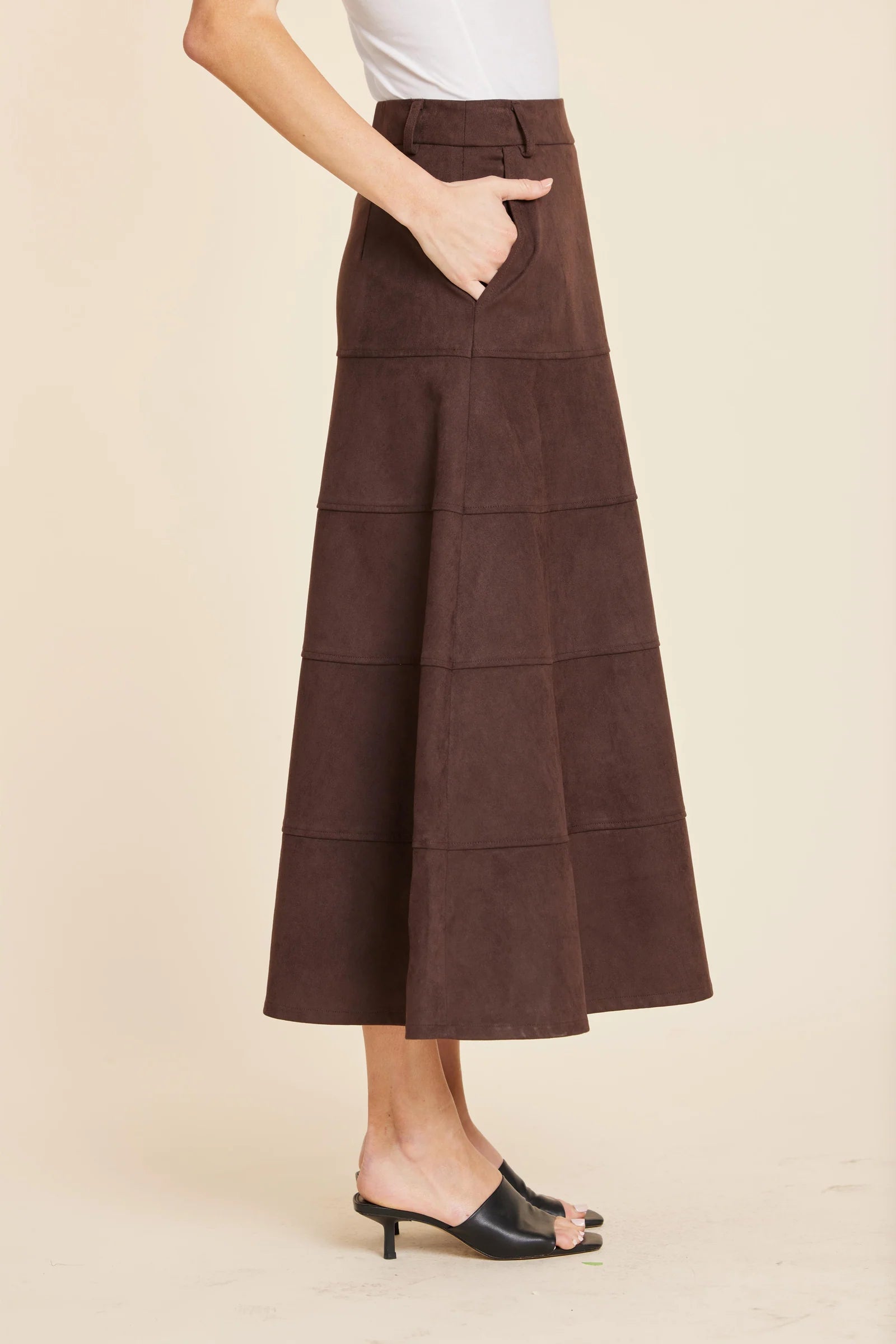 Isabella Faux Suede Coffee Skirt