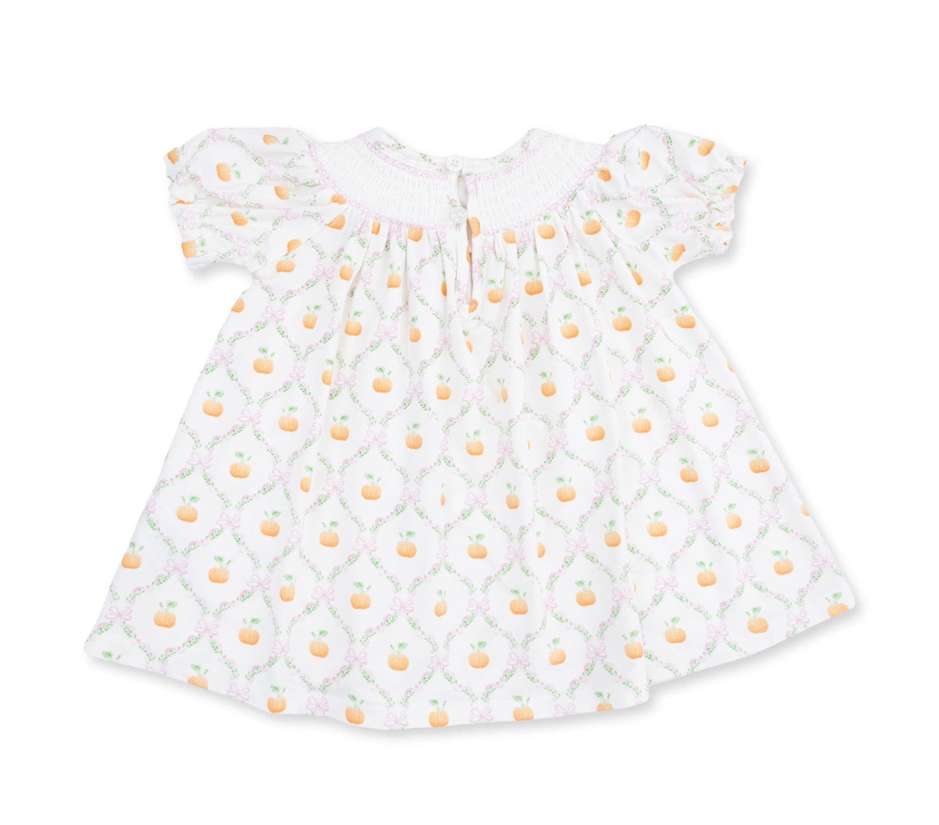 Pretty Pumpkin Trellis - Jane Puff Sleeve Bishop Dress & Bloomer