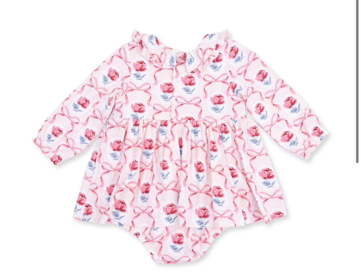 Leslie Rose Long Sleeve Peter Pan Ruffle Collar Bubble with Skirt