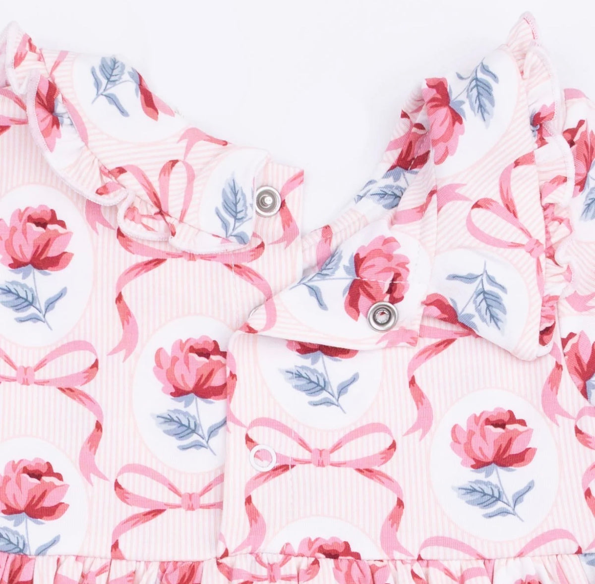Leslie Rose Long Sleeve Peter Pan Ruffle Collar Bubble with Skirt